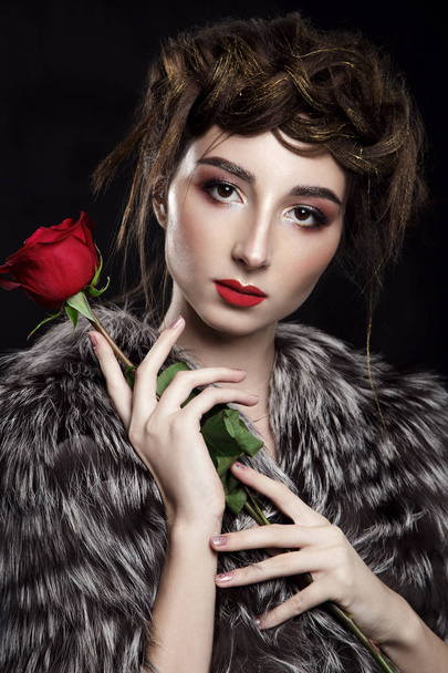 Portrait de beauté avec rouge à lèvres
 - Photo, image
