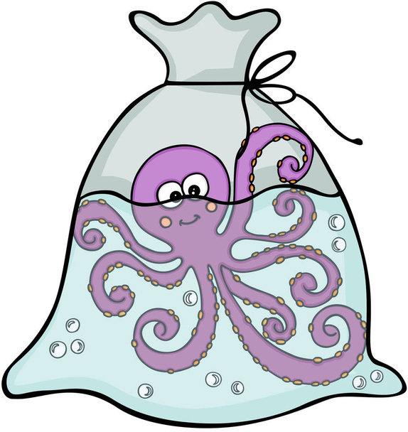 Chobotnice uvnitř sáčku - Vektor, obrázek