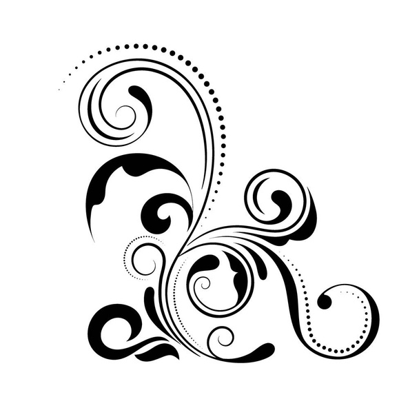 Floral corner design. Swirl ornament isolated on white background - vector illustration. Decorative border with curve elements, pattern - Vektor, Bild