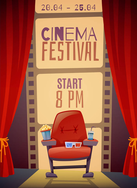 Vertikální plakát festivalu Cinema - Vektor, obrázek