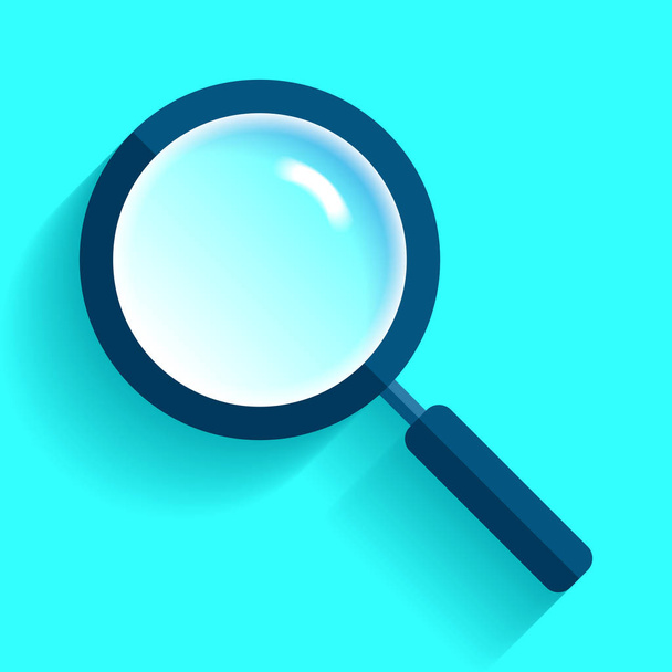 Search loupe icon in flat style, magnifying glass on color background. Vector design object for you project  - Vector, Image