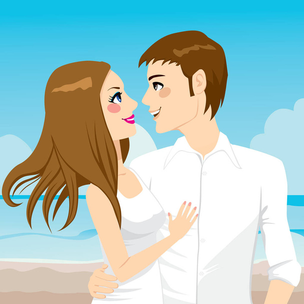 Couple Hugging On Beach - Vector, afbeelding