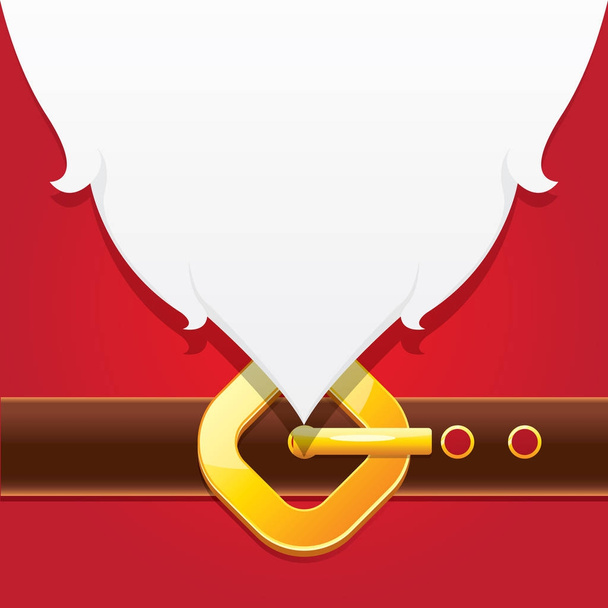 vector merry christmas classic red cartoon background with santa claus white beard, belt and golden buckle. vector christmas banner , flyer or poster background with copy space - Vektör, Görsel