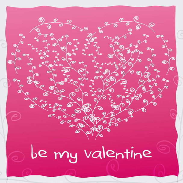 Pink valentine card with heart of swirls - Vektori, kuva