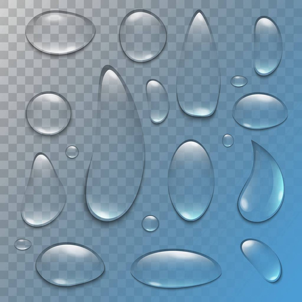 Creative vector illustration of pure clear water rain drops isolated on transparent background. Realistic clear vapor bubbles art design. Abstract concept graphic element - Vector, Image