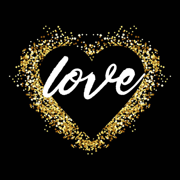 Gold glitter heart sign sparkles isolated on white background. Gold sparkles and glitter vector illustration. - Вектор, зображення