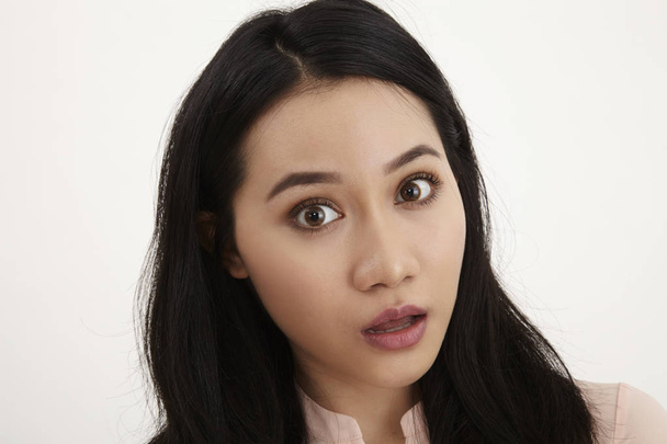 close up portrait of asian woman with facial expression  - Fotografie, Obrázek