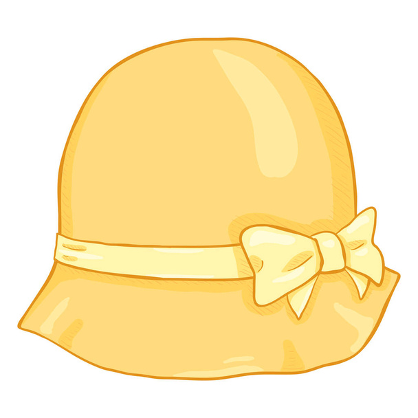 Γυναικείο καπέλο κίτρινο κομψότητα κινουμένων σχεδίων - Διάνυσμα, εικόνα