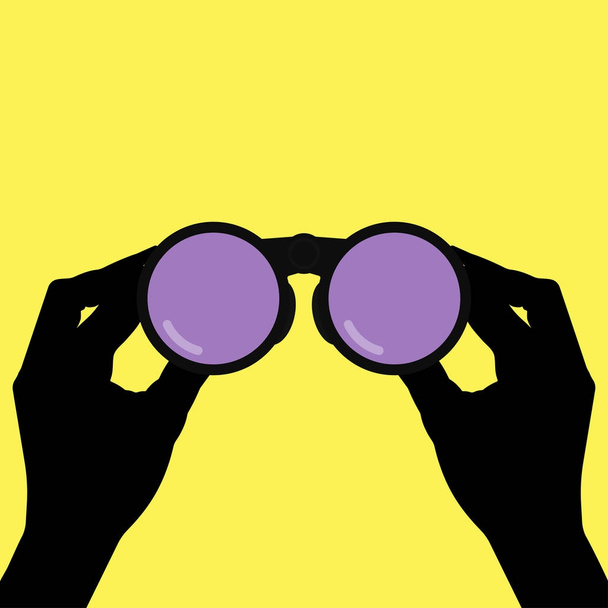 binoculars in hands - Vector, imagen