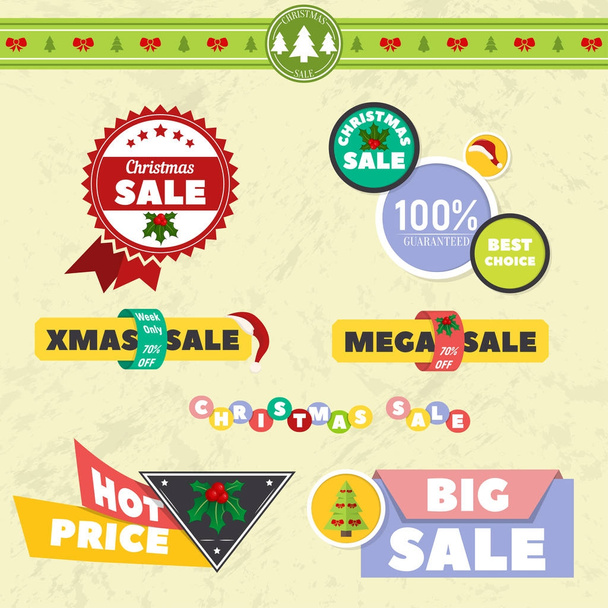 Μεγάλη πώληση Χριστουγεννιάτικη μπάλα αυτοκόλλητο ετικέτες με πώληση - Διάνυσμα, εικόνα