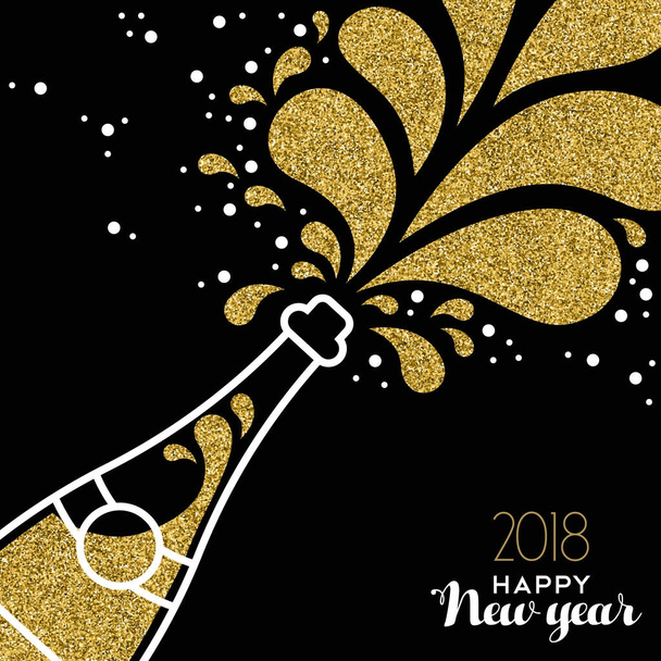Ευτυχισμένο το νέο έτος 2018 glitter χρυσό μπουκάλι splash - Διάνυσμα, εικόνα