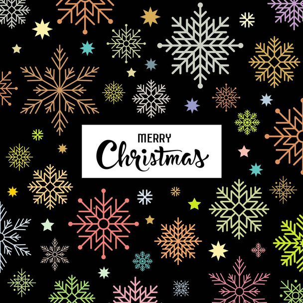 Merry Christmas colorful snowflake background, vector illustration - ベクター画像