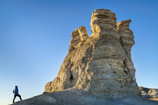 hiking rock formation at Castle Rocks in Kansas - Фото, зображення
