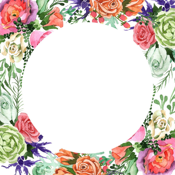 Bouquet flower frame in a watercolor style. - Foto, afbeelding