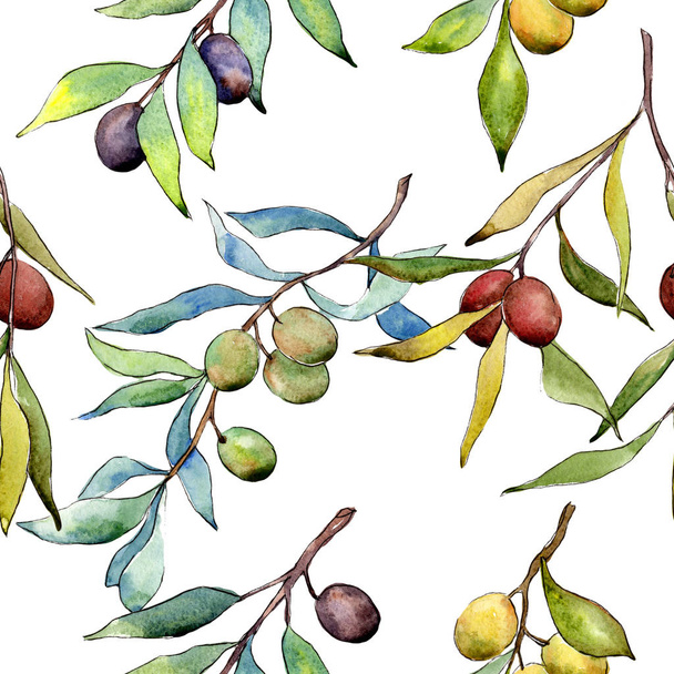 Olivenbaummuster im Aquarell-Stil. - Foto, Bild
