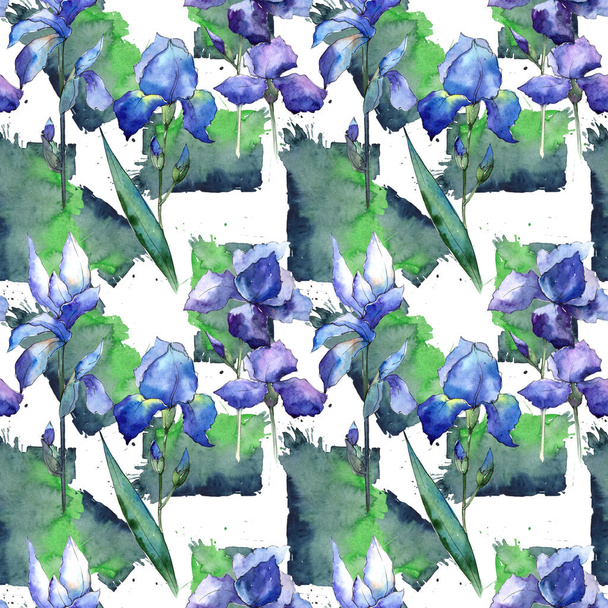 Wildflower iris flower pattern in a watercolor style. - Photo, Image