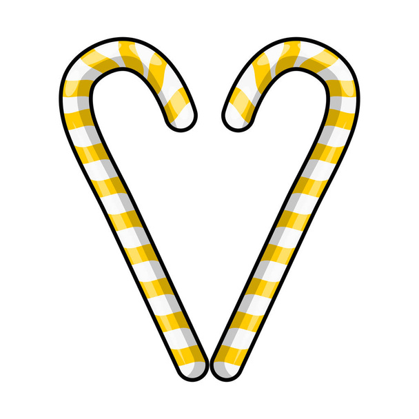 Corazón de bastón de caramelo para el diseño de Navidad aislado en el fondo blanco
 - Vector, imagen