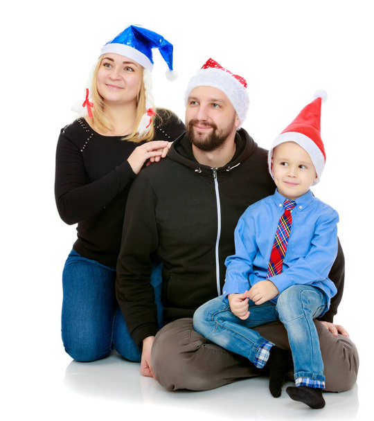 Happy family by the Christmas Tree - Фото, изображение