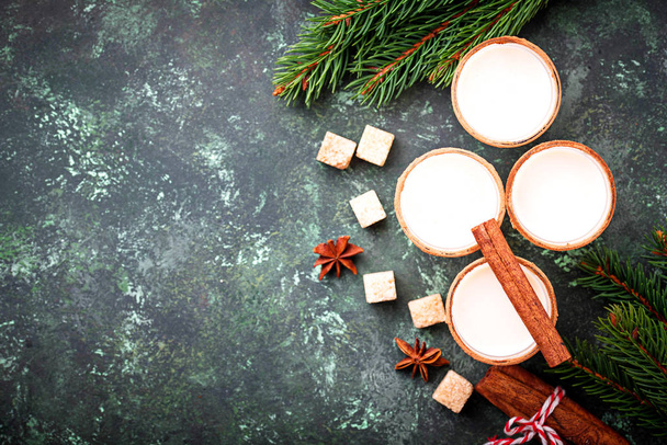 Christmas cocktail eggnog with cinnamon  - Photo, image