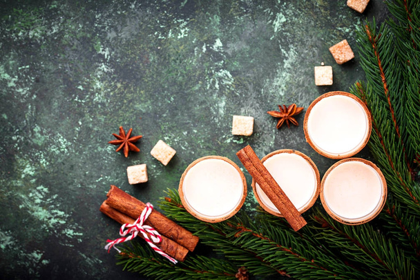 Christmas cocktail eggnog with cinnamon  - Photo, Image