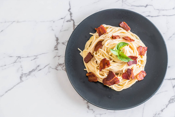 spaghetti cream cheese with bacon - Photo, image