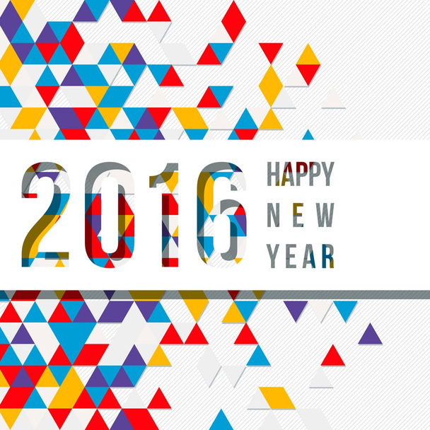 Etiqueta vetorial para o novo 2016 para cortar fundo de papel de triângulos coloridos
 - Vetor, Imagem