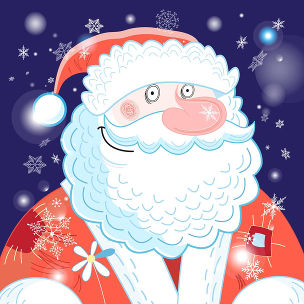 Bright postcard New years portrait of Santa Claus  - Vector, Image