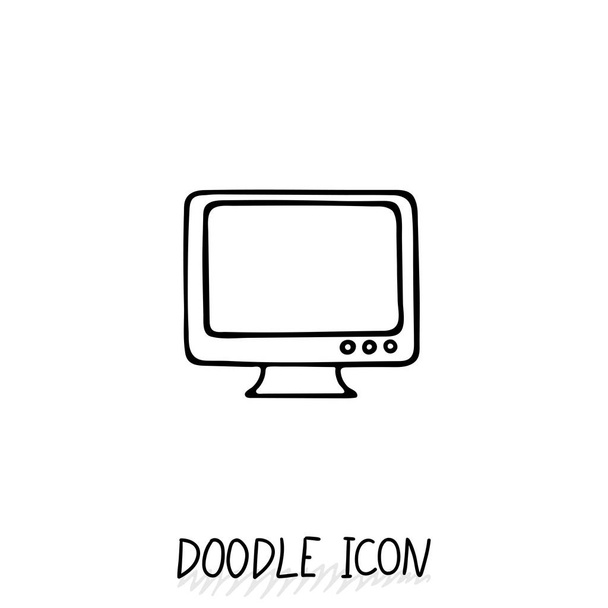 Doodle ikon-ból monitor. Asztali számítógép, monoblokk. - Fotó, kép