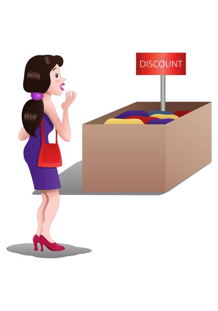 Shoppingfrau sieht Verkauf vereinzelt - Foto, Bild