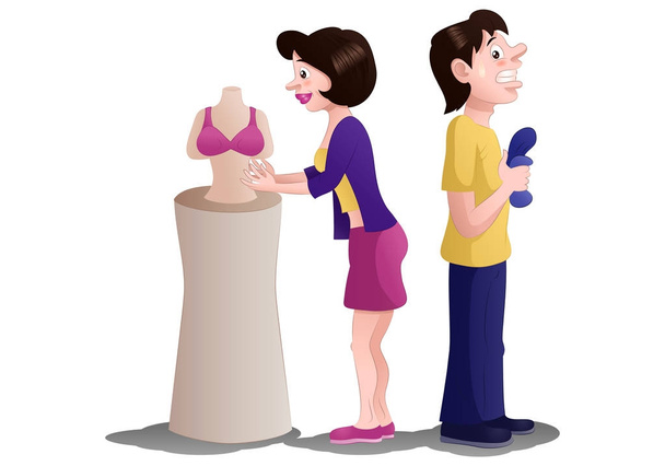ostokset nainen katso rintaliivit eristetty
 - Valokuva, kuva