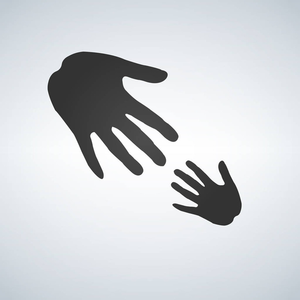 Černé ruce dětí a dospělých. Uložit koncept dítě - Vektor, obrázek