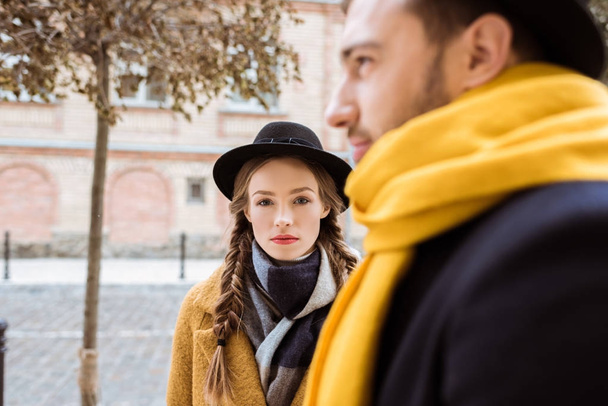 attrective young couple in autumn outfit - Photo, Image