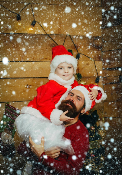Christmas happy child and father. - Foto, imagen