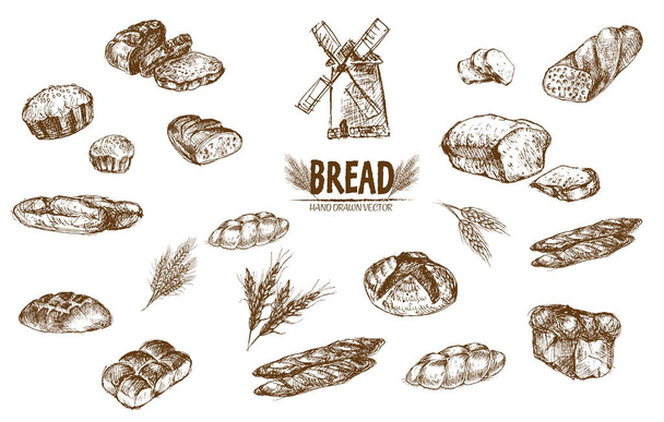 Ψηφιακή διάνυσμα λεπτομερείς τέχνης γραμμή ψημένο ψωμί - Διάνυσμα, εικόνα