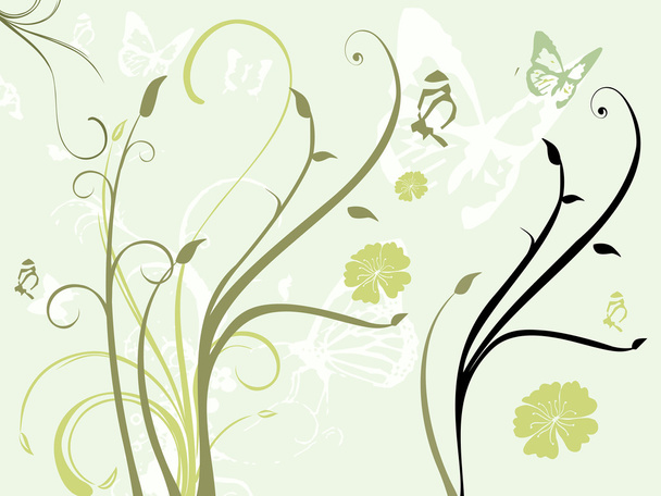 Floral background with butterfly - Vektor, Bild