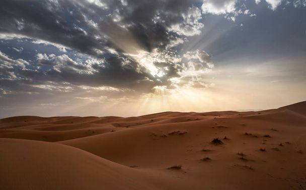 モロッコのサハラ砂漠の風景 - 写真・画像