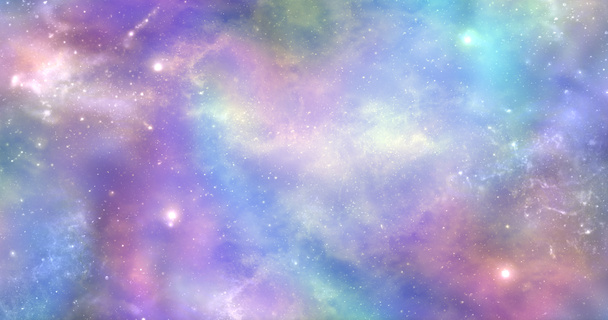 Space is not just dark and deep it is also filled with heavenly light and color - Vibrant deep space banner background  with many different stars, planets and cloud formations - Photo, Image