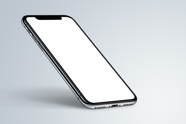 iphone X 10. Perspektif akıllı telefon maket ışık arka plan üzerinde gölge ile - Fotoğraf, Görsel
