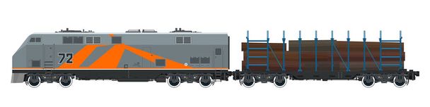 Locomotive orange avec plate-forme ferroviaire
 - Vecteur, image
