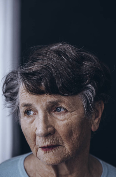 Old grandmother's face with wrinkles - Foto, Imagem