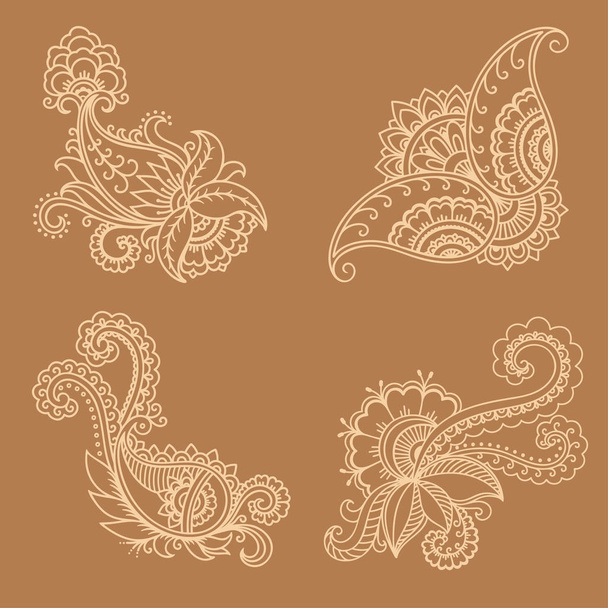 Henna tattoo flower template in Indian style. Ethnic floral paisley - Lotus. Mehndi style. Ornamental pattern in the oriental style. - Vektor, obrázek