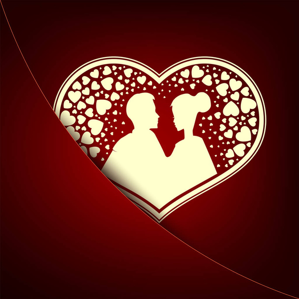 red design with silhouettes of man and woman - Vector, Imagen
