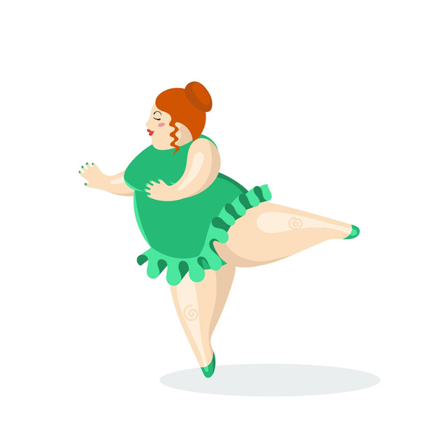 Illustrazione vettoriale con ballerina molto grande e piacevole. Ballerino di balletto grasso
. - Vettoriali, immagini