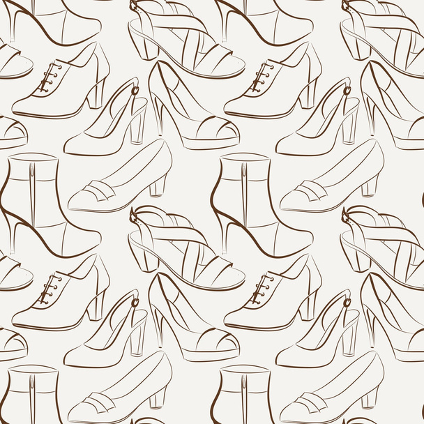 Vector seamless pattern of various women s shoes - Wektor, obraz
