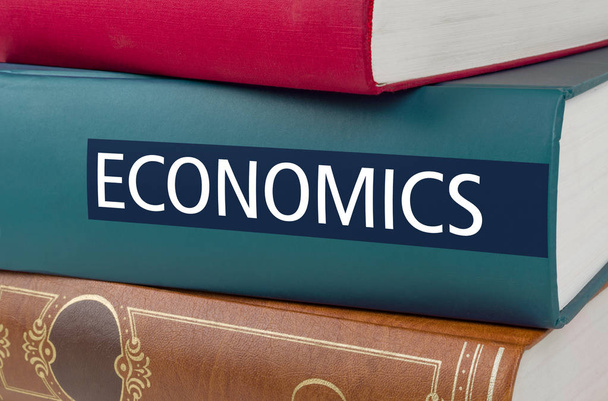 Een boek met de titel economie geschreven op de rug - Foto, afbeelding