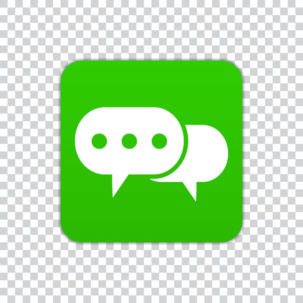 Speech bubble icon on a green square on a transparent background - Vector, Image
