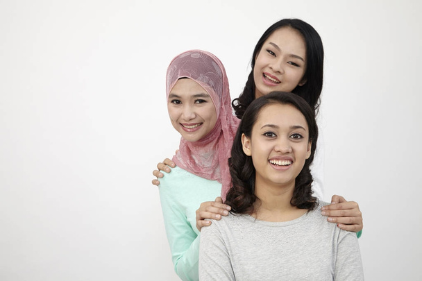 Malaysian three multi racial looking at camera - Φωτογραφία, εικόνα