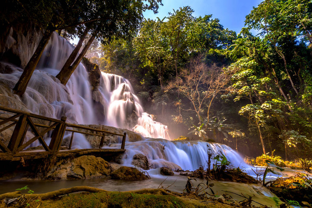 Kuang Si Falls or Tat Kuang Si Waterfalls at Luang Prabang, Laos - Photo, Image