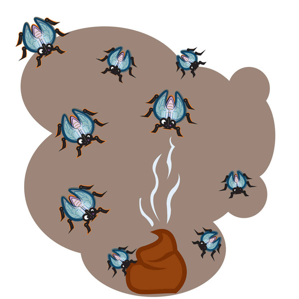 Πολλές μύγες με το βρώμικο - Διάνυσμα, εικόνα