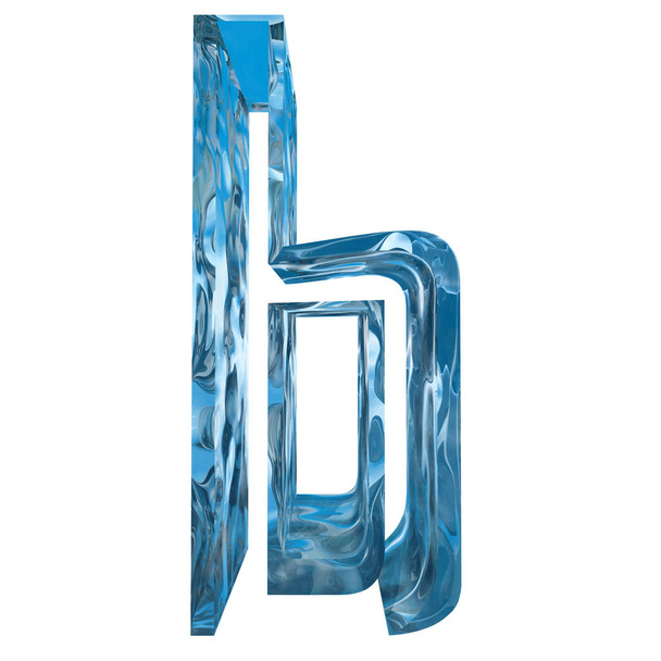 Conceptual decorative blue cool crystal of frozen liquid letter b , winter season font  - Photo, Image